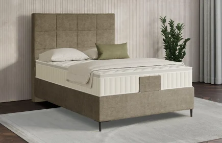 Mozart Boxspringbett Serie 7 Schubert 140x200 Feiner Stoff Dusty Taupe H2 Königliche Matratze