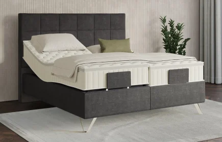 Mozart Boxspringbett Serie 7 Schubert 160x210 elektrisch Feiner Stoff Carbon Grey H3/H4 Königliche Matratze