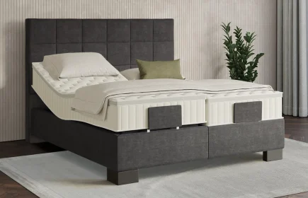 Mozart Boxspringbett Serie 7 Schubert 180x200 elektrisch Feiner Stoff Carbon Grey H3/H3 Königliche Matratze