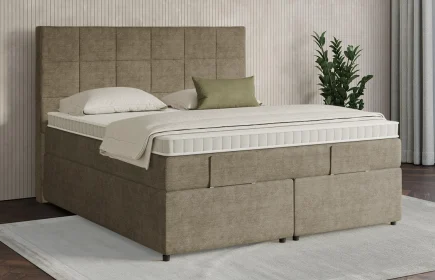 Mozart Boxspringbett Serie 7 Schubert 180x200 mit Bettkasten Feiner Stoff Dusty Taupe H3/H3