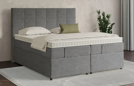 Mozart Boxspringbett Serie 7 Schubert 180x200 mit Bettkasten Grober Stoff Charcoal frost H2/H3