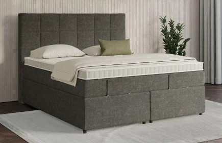Mozart Boxspringbett Serie 7 Schubert 180x200 mit Bettkasten Grober Stoff Muddy Brown H2/H3