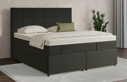 Mozart Boxspringbett Serie 7 Schubert 180x220 mit Bettkasten Samt Raven Silk H3/H2