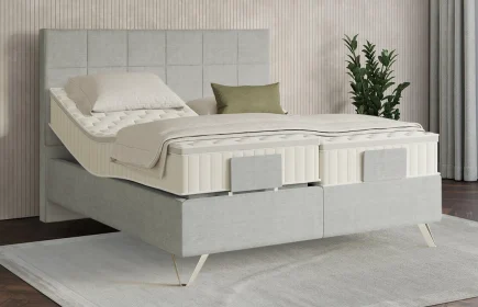 Mozart Boxspringbett Serie 7 Schubert 200x200 elektrisch Feiner Stoff Lunar Mist H4 Königliche Matratze