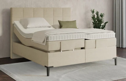Mozart Boxspringbett Serie 7 Schubert 200x200 elektrisch Grober Stoff Wool Cream H3