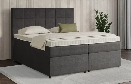 Mozart Boxspringbett Serie 7 Schubert 200x200 mit Bettkasten Feiner Stoff Anthrazit H3