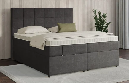 Mozart Boxspringbett Serie 7 Schubert 200x200 mit Bettkasten Feiner Stoff Carbon Grey H3