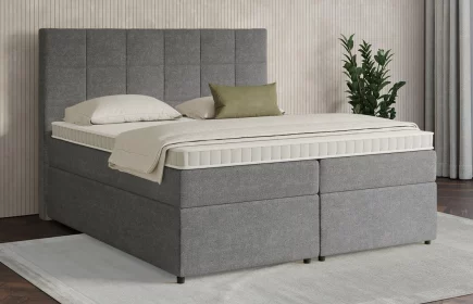 Mozart Boxspringbett Serie 7 Schubert 240x220 mit Bettkasten Grober Stoff Grau H4/H3