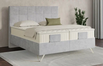 Mozart Boxspringbett Serie 7 Schubert 280x210 Samt Fog Grey H3/H3 Königliche Matratze