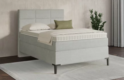 Mozart Boxspringbett Serie 7 Soler 140x200 Feiner Stoff Silbergrau H2