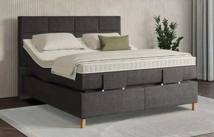 Mozart Boxspringbett Serie 7 Soler 160x200 elektrisch Feiner Stoff Carbon Grey H3/H4