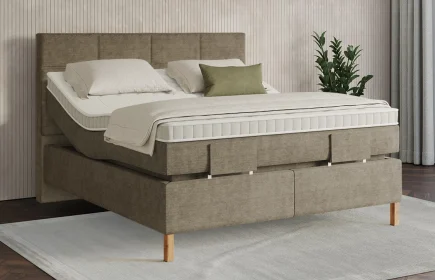 Mozart Boxspringbett Serie 7 Soler 160x200 elektrisch Feiner Stoff Dusty Taupe H2/H3