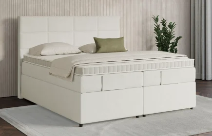 Mozart Boxspringbett Serie 7 Soler 160x200 mit Bettkasten Samt Vanilla Nice H3/H3