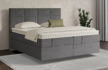 Mozart Boxspringbett Serie 7 Soler 180x200 elektrisch Grober Stoff Anthrazit H3/H4 schwebend