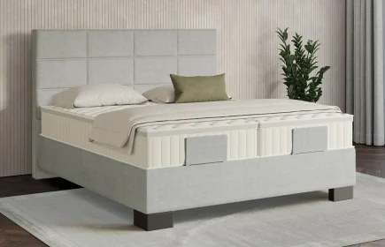 Mozart Boxspringbett Serie 7 Soler 180x200 Feiner Stoff Lunar Mist H2/H3 Königliche Matratze