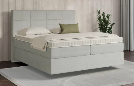 Mozart Boxspringbett Serie 7 Soler 180x200 Feiner Stoff Silbergrau H3/H3 schwebend