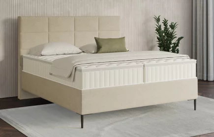 Mozart Boxspringbett Serie 7 Soler 180x200 Grober Stoff Beige H3/H2 Königliche Matratze