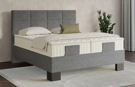 Mozart Boxspringbett Serie 7 Soler 180x200 Grober Stoff Charcoal frost H3/H3 Königliche Matratze