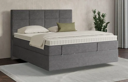 Mozart Boxspringbett Serie 7 Soler 180x200 Grober Stoff Rock Grey H3/H4 schwebend