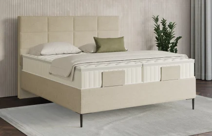Mozart Boxspringbett Serie 7 Soler 180x200 Grober Stoff Wool Cream H3/H2 Königliche Matratze