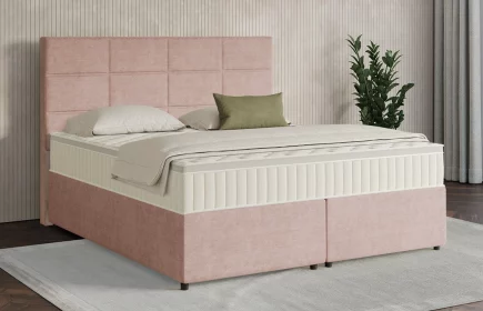 Mozart Boxspringbett Serie 7 Soler 180x200 mit Bettkasten Feiner Stoff Rosa H3/H3 Königliche Matratze