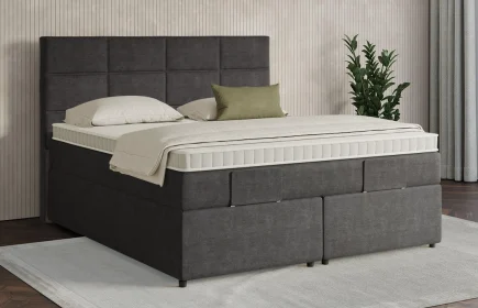 Mozart Boxspringbett Serie 7 Soler 180x220 mit Bettkasten Feiner Stoff Carbon Grey H3/H2