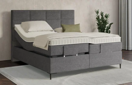 Mozart Boxspringbett Serie 7 Soler 200x200 elektrisch Grober Stoff Rock Grey H3