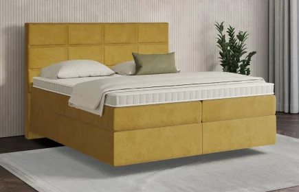 Mozart Boxspringbett Serie 7 Soler 200x200 Samt Goldgelb H3 schwebend