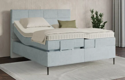 Mozart Boxspringbett Serie 7 Soler 240x200 elektrisch Feiner Stoff Frosted Azure H3/H3
