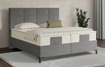 Mozart Boxspringbett Serie 7 Soler 240x210 Grober Stoff Charcoal frost H3/H2 Königliche Matratze