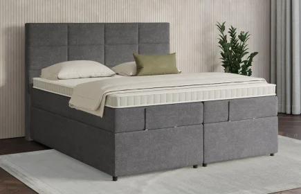 Mozart Boxspringbett Serie 7 Soler 280x200 mit Bettkasten Grober Stoff Rock Grey H3/H3