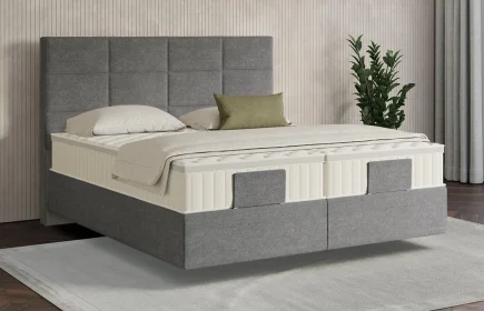 Mozart Boxspringbett Serie 7 Soler 280x220 Grober Stoff Charcoal frost H4/H2 schwebend Königliche Matratze