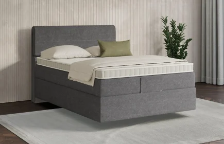 Mozart Boxspringbett Serie 7 Strauss 100x200 Grober Stoff Rock Grey H4 schwebend
