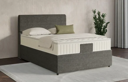 Mozart Boxspringbett Serie 7 Strauss 100x200 mit Bettkasten Grober Stoff Muddy Brown H3 Königliche Matratze