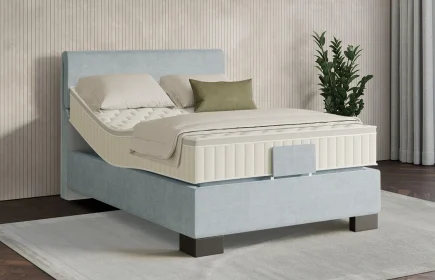 Mozart Boxspringbett Serie 7 Strauss 120x200 elektrisch Feiner Stoff Frosted Azure H2 Königliche Matratze