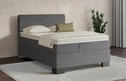 Mozart Boxspringbett Serie 7 Strauss 140x190 Grober Stoff Rock Grey H3