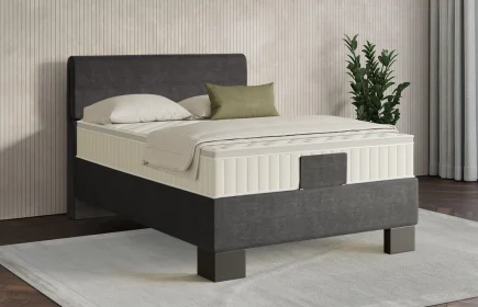 Mozart Boxspringbett Serie 7 Strauss 140x200 Feiner Stoff Carbon Grey H2 Königliche Matratze
