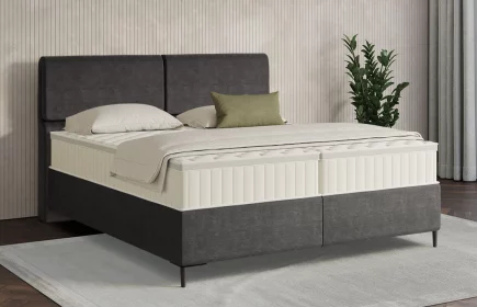 Mozart Boxspringbett Serie 7 Strauss 160x200 Feiner Stoff Anthrazit H3/H3 Königliche Matratze