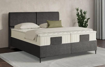 Mozart Boxspringbett Serie 7 Strauss 160x200 Feiner Stoff Carbon Grey H3/H3 Königliche Matratze