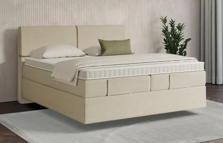 Mozart Boxspringbett Serie 7 Strauss 160x200 Grober Stoff Wool Cream H2/H3 schwebend