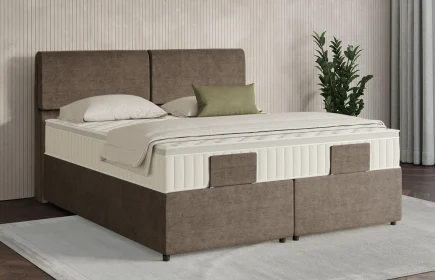 Mozart Boxspringbett Serie 7 Strauss 160x200 mit Bettkasten Feiner Stoff Nutshell H3/H3 Königliche Matratze