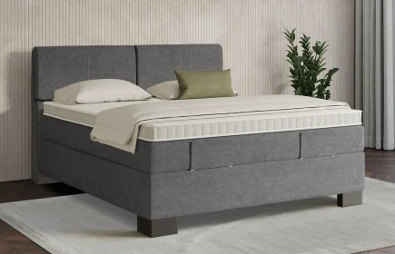 Mozart Boxspringbett Serie 7 Strauss 160x220 Grober Stoff Rock Grey H3/H3