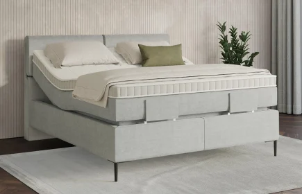 Mozart Boxspringbett Serie 7 Strauss 180x200 elektrisch Feiner Stoff Lunar Mist H2/H2