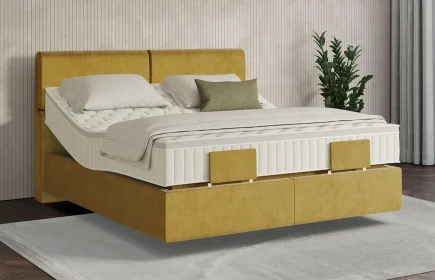 Mozart Boxspringbett Serie 7 Strauss 180x200 elektrisch Samt Mustard H2/H3 schwebend Königliche Matratze