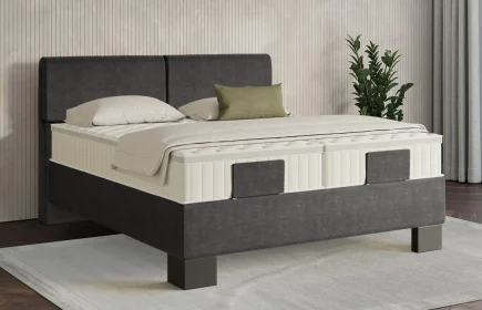 Mozart Boxspringbett Serie 7 Strauss 180x200 Feiner Stoff Carbon Grey H2/H2 Königliche Matratze