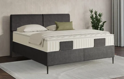Mozart Boxspringbett Serie 7 Strauss 180x200 Feiner Stoff Carbon Grey H3/H3 Königliche Matratze