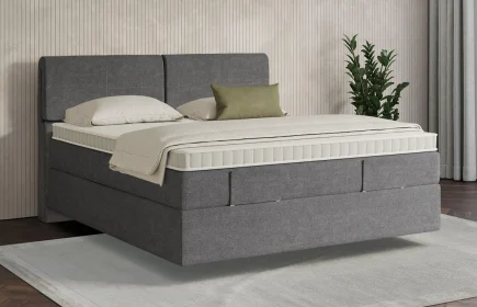 Mozart Boxspringbett Serie 7 Strauss 180x200 Grober Stoff Rock Grey H4/H3 schwebend