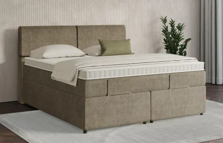 Mozart Boxspringbett Serie 7 Strauss 180x200 mit Bettkasten Feiner Stoff Dusty Taupe H3/H3