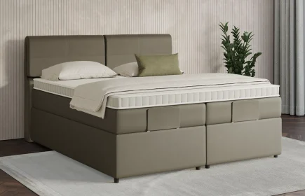 Mozart Boxspringbett Serie 7 Strauss 180x200 mit Bettkasten Kunstleder Olive Dream H3/H3