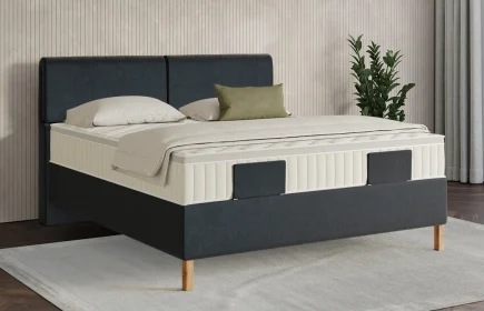 Mozart Boxspringbett Serie 7 Strauss 180x200 Samt Night Blue H3/H3 Königliche Matratze